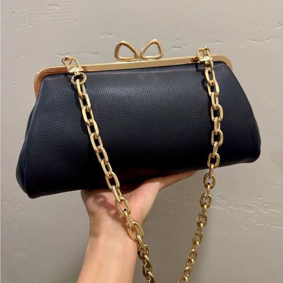 Premium Pebble Calfskin Handmade “Bow” Kisslock Baguette Bag & 3 Strap Styles - Picture 3 of 15